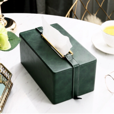VERDE OPULENCE LEATHER TISSUE BOX